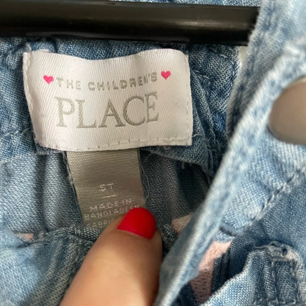 The Children's Place Denim Bunny Embroidery romper dress size 5T